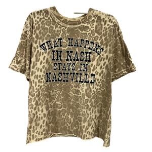 American Highway Leopard "What Happens in Nashville" Graphic Tee Size Large